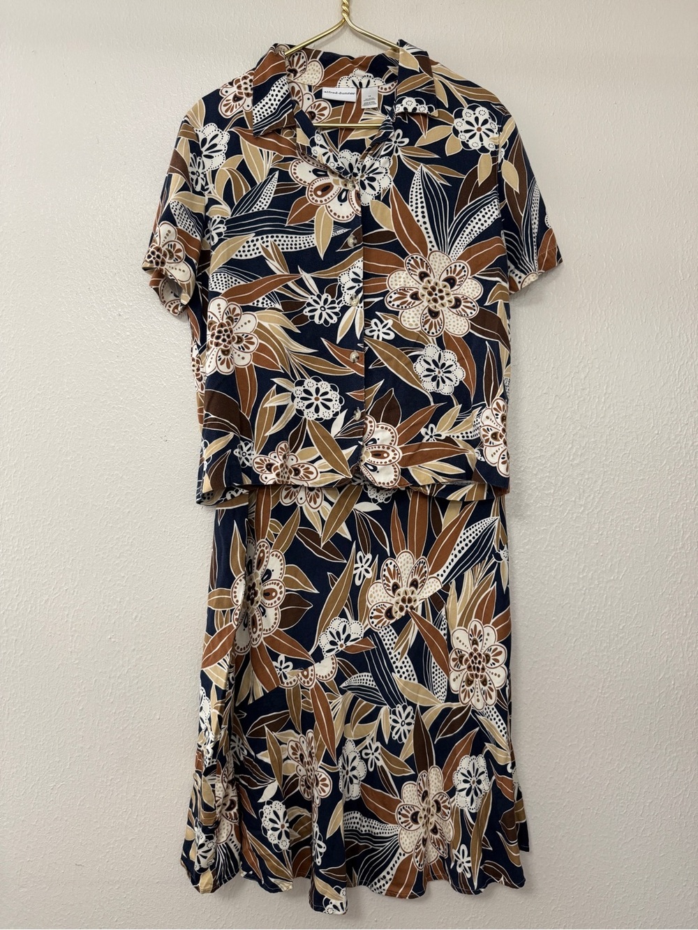 Alfred Dunner Navy Floral Two-Piece Skirt Set Size 14